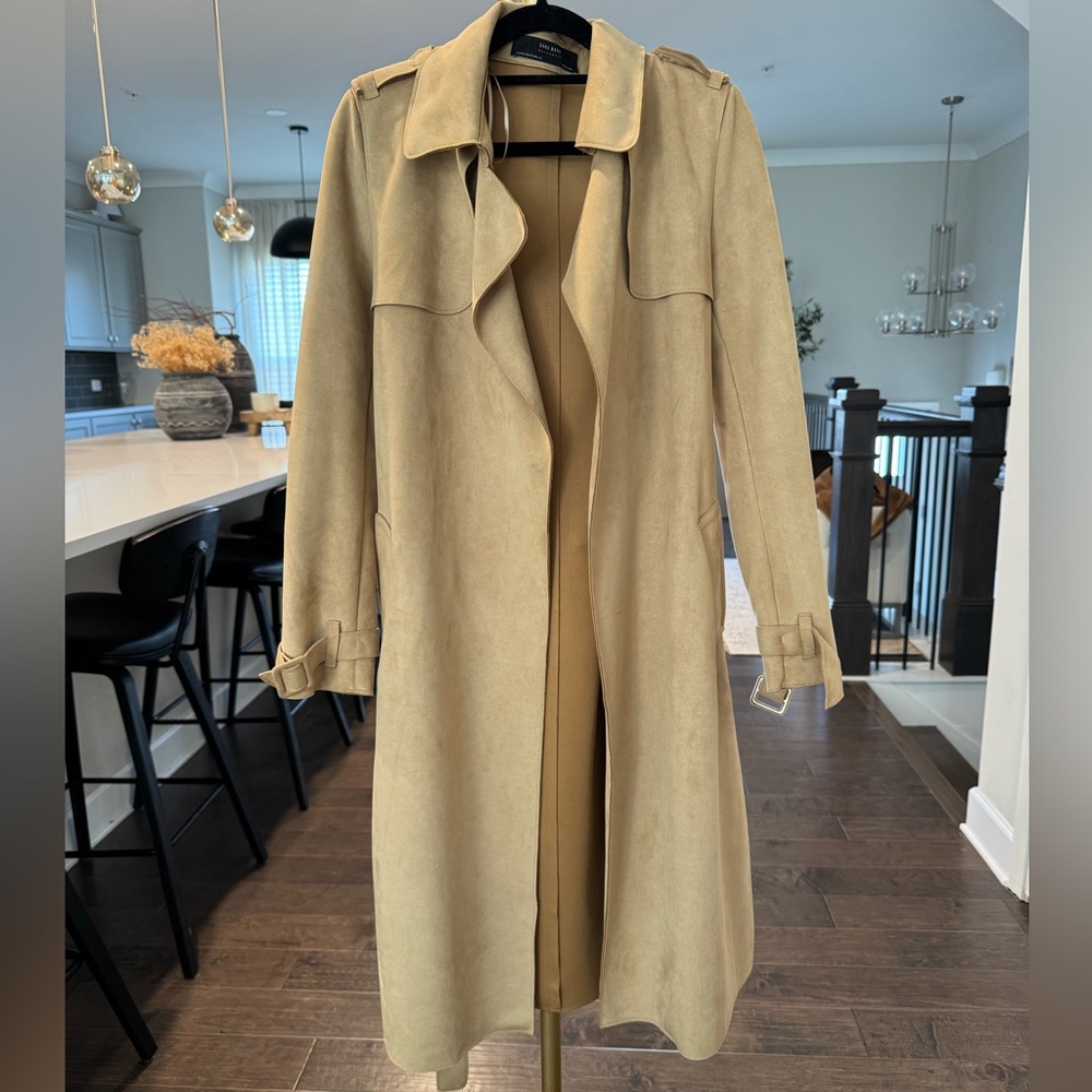 Zara Tan Midi Trench Coat